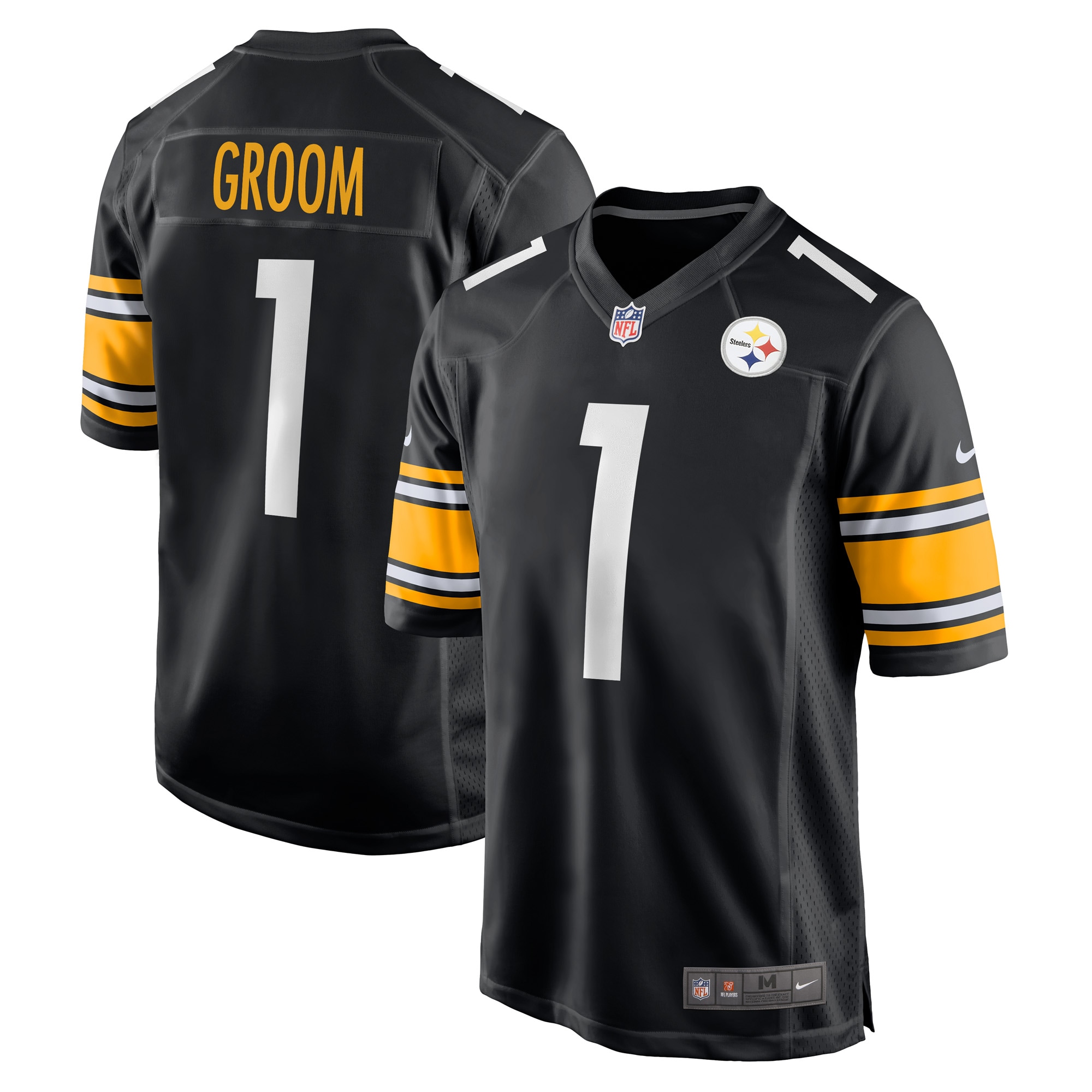 Pittsburgh Steelers Number 1 Groom Black Game NFL Jersey Men's