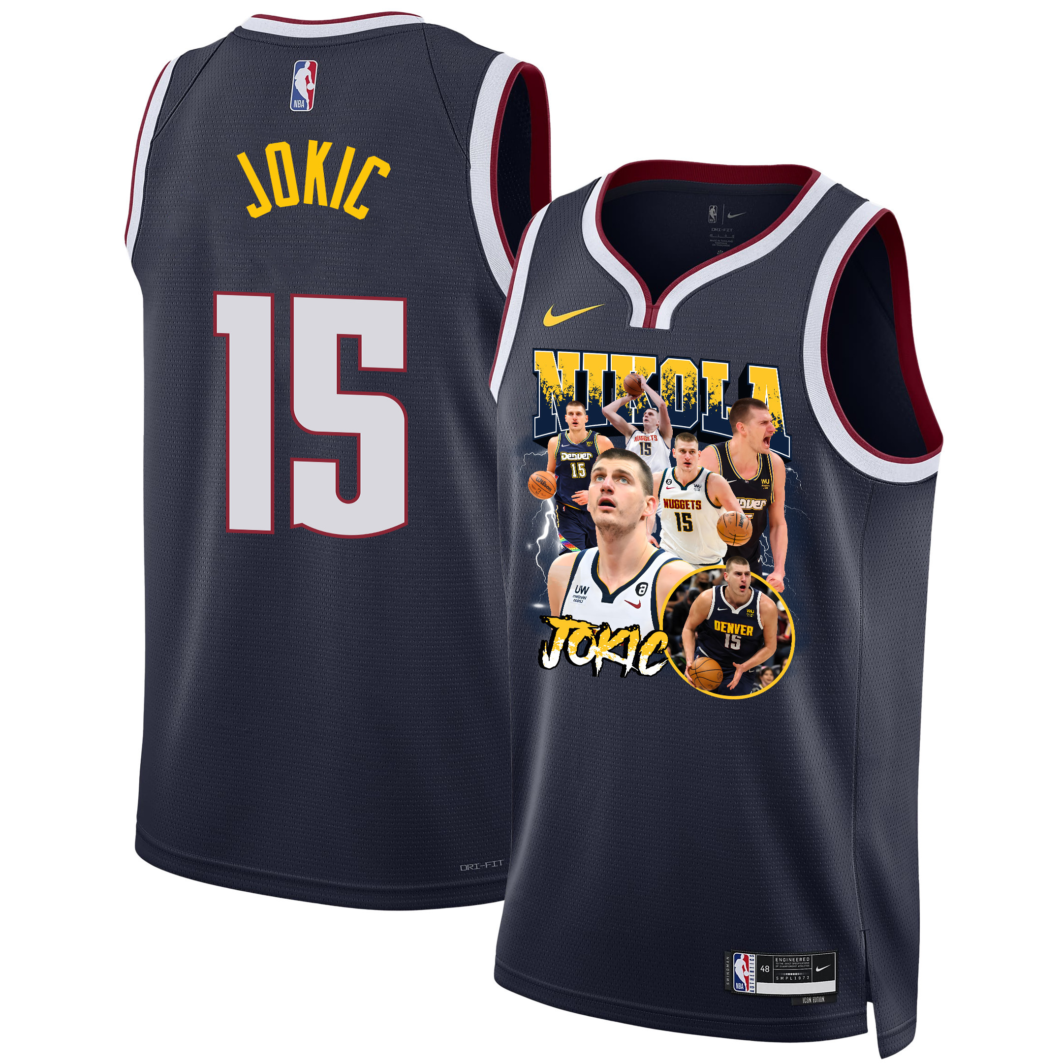 Nikola Jokic 15 Denver Nuggets The Joker's Domain 2023 Champions Swingman Black NBA Jersey Men's