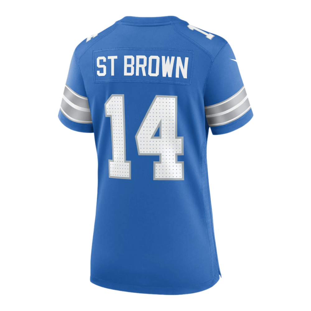 Amon-Ra St. Brown 14 Detroit Lions 2025 Pro Bowl Patch Game Blue NFL Jersey Women's