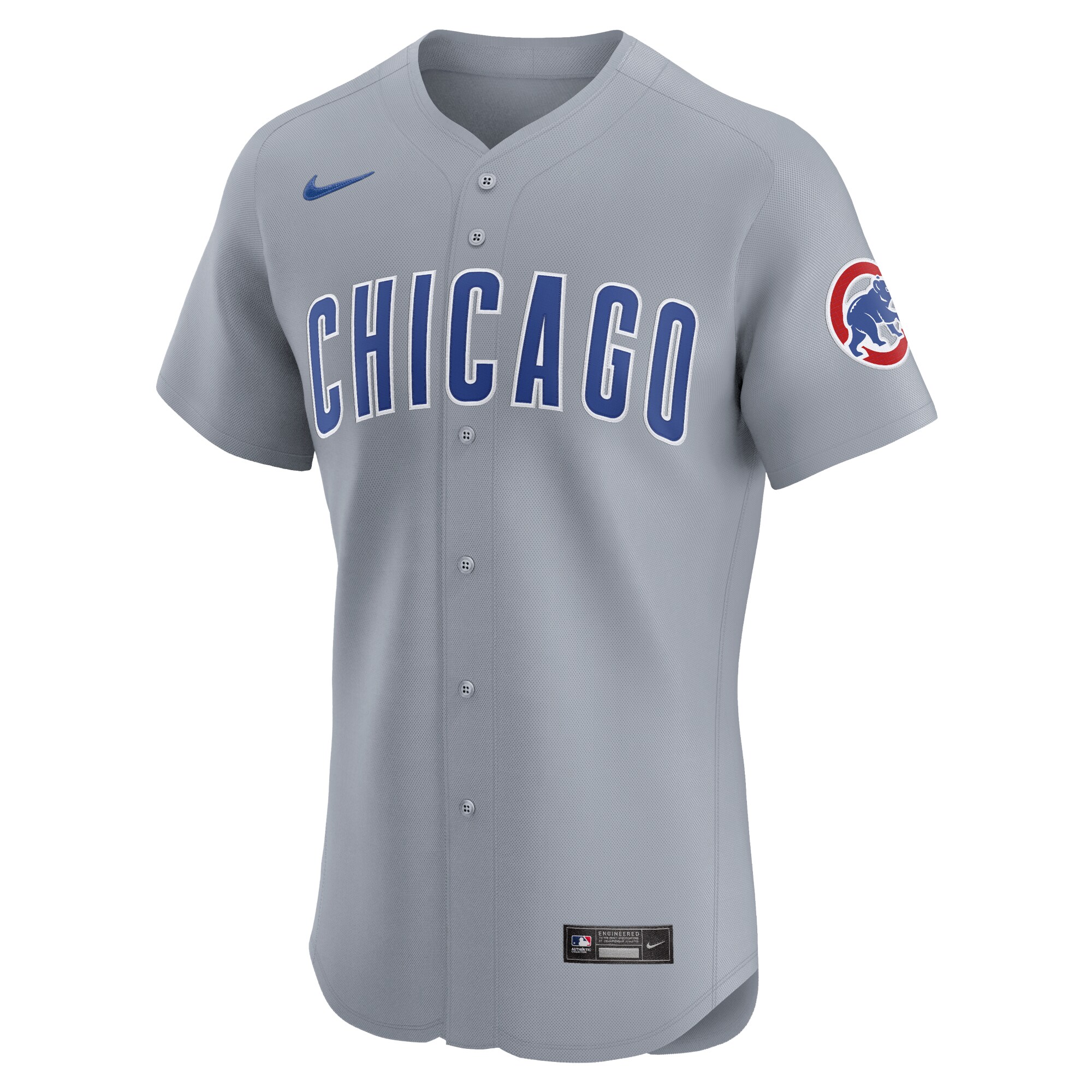 Chicago Cubs Gray Road Vapor Premier Elite Patch MLB Jersey Men's
