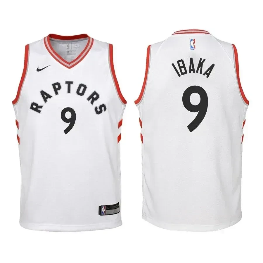 Raptors Serge Ibaka 9 Association Editio White NBA Jersey Youth