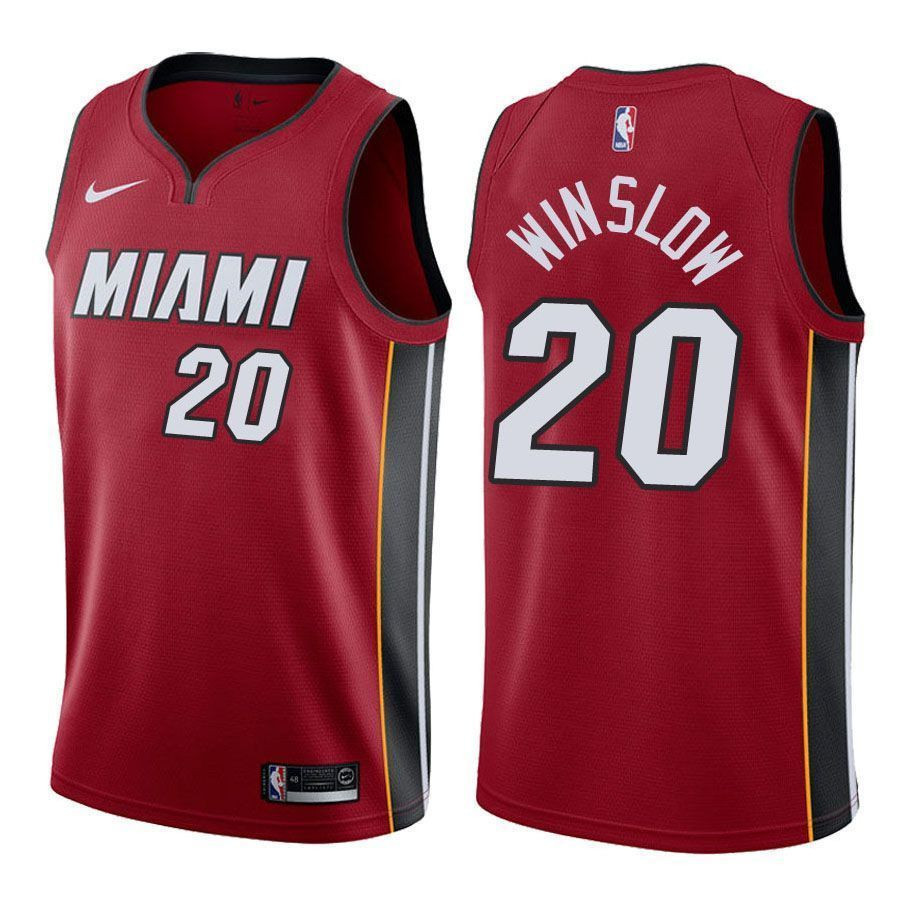 Miami Heat Justise Winslow 20 Statet Red NBA Jersey Men's