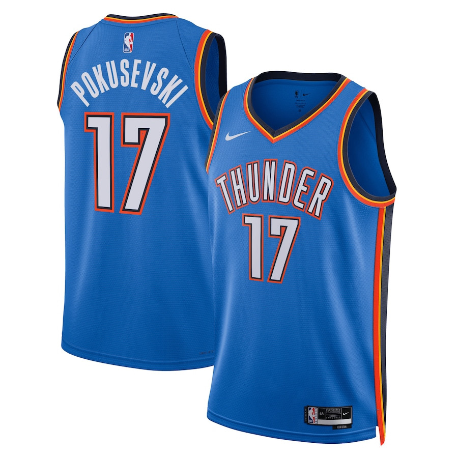 Aleksej Pokusevski 17 Oklahoma City Thunde Unisex Swingman Icon Edition Blue NBA Jersey Unisex