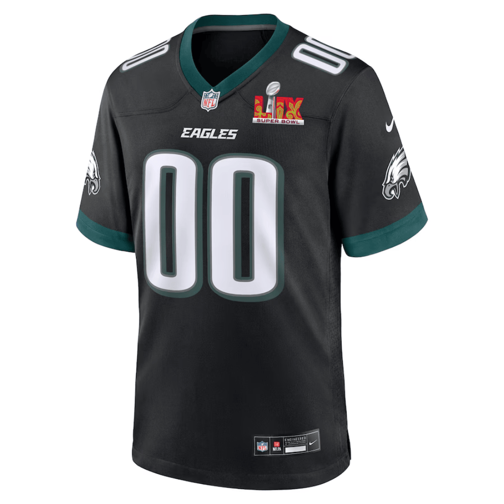 Philadelphia Eagles Super Bowl LIX Patch Alternate Game Custom Black NFL Jersey Men's