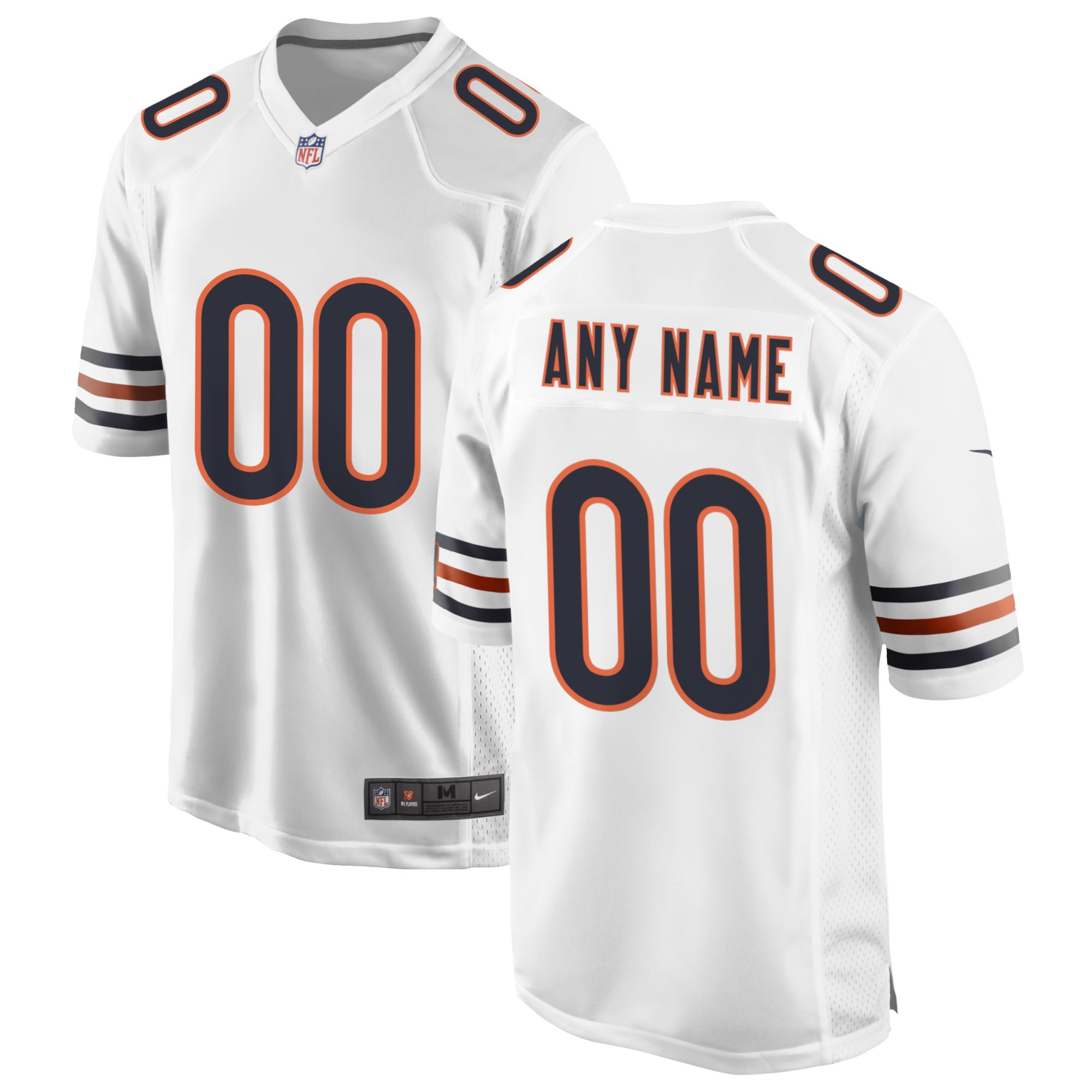 Chicago Bears White Custom Game NFL Jersey Men's