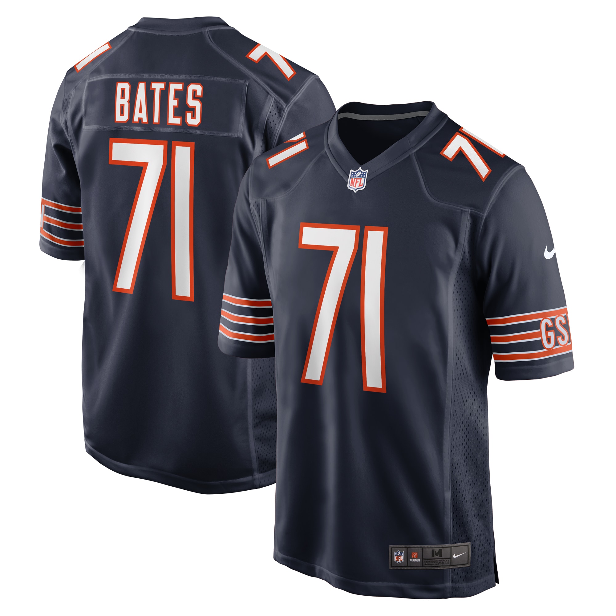 Chicago Bears Ryan Bates Navy Game NFL Jersey Men's
