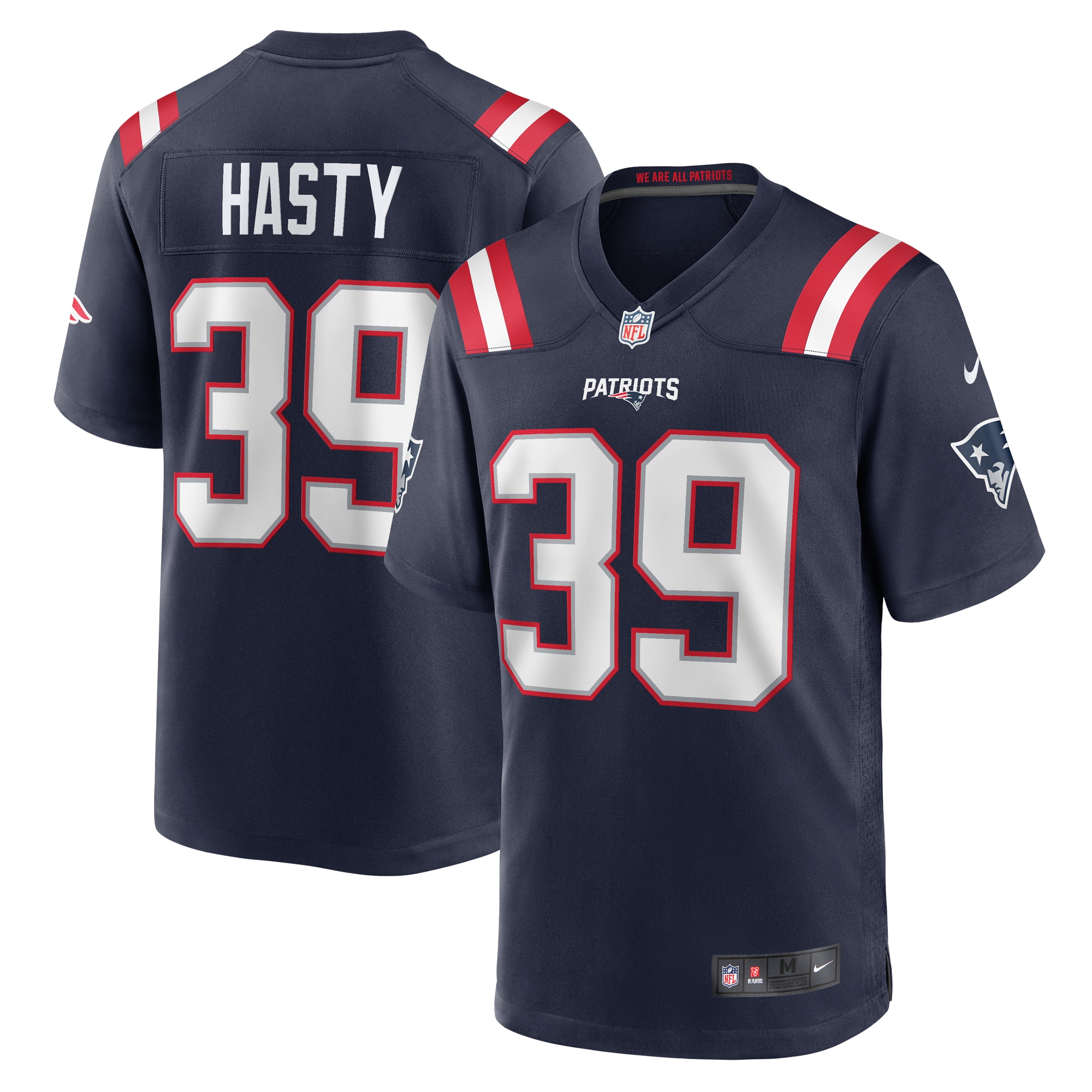 New England Patriots Jamycal Hasty Navy Team Game NFL Jersey Men's