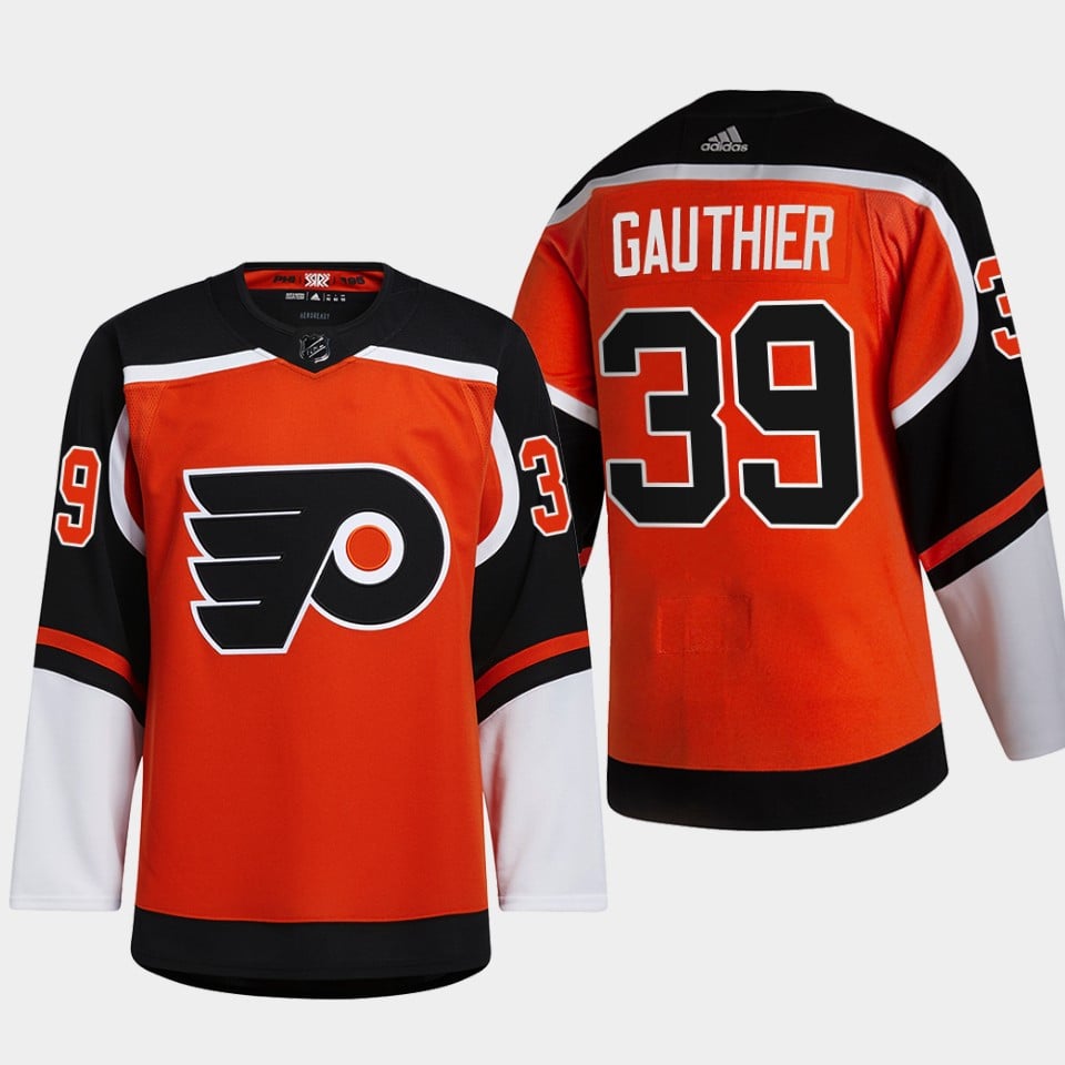 Philadelphia Flyers Cutter Gauthier 39 2022 Draft Orange Reverse Retro NHL Jersey Men's