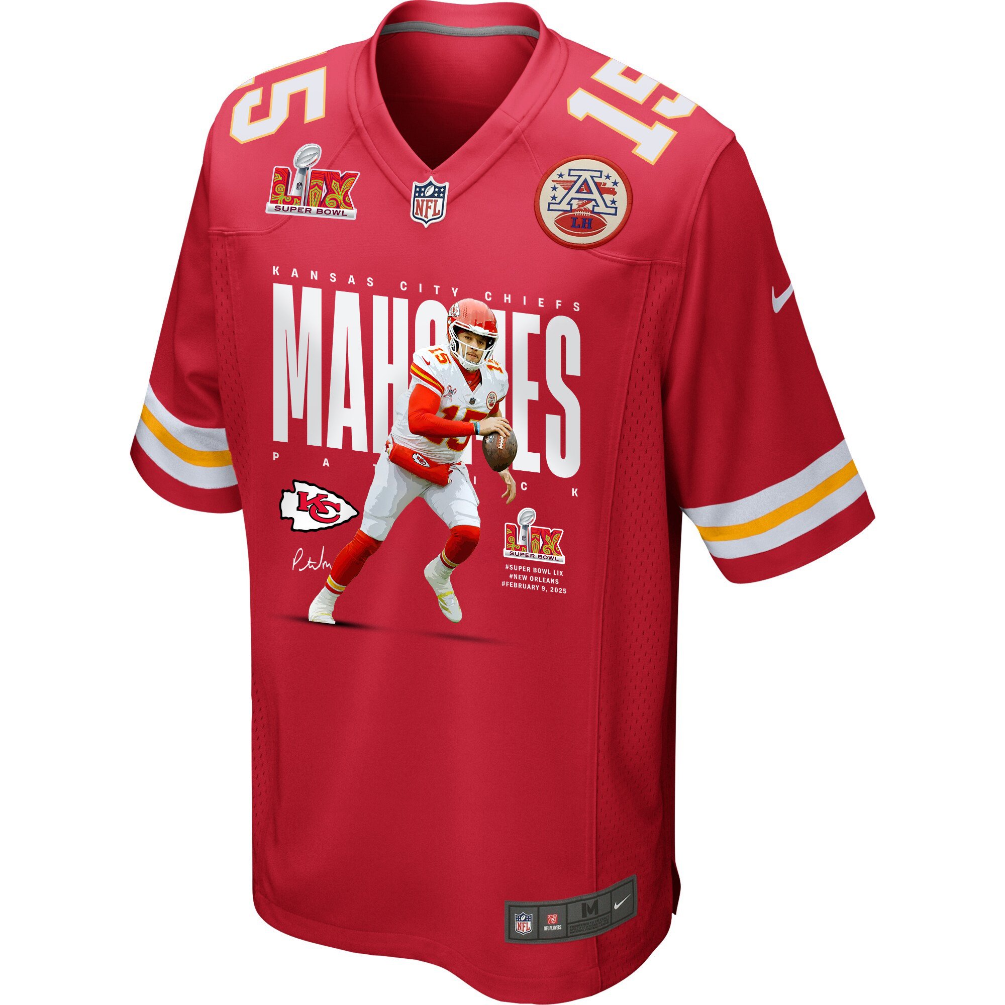 Patrick Mahomes 15 Kansas City Chiefs The Hero Game Red NFL Jersey Men's