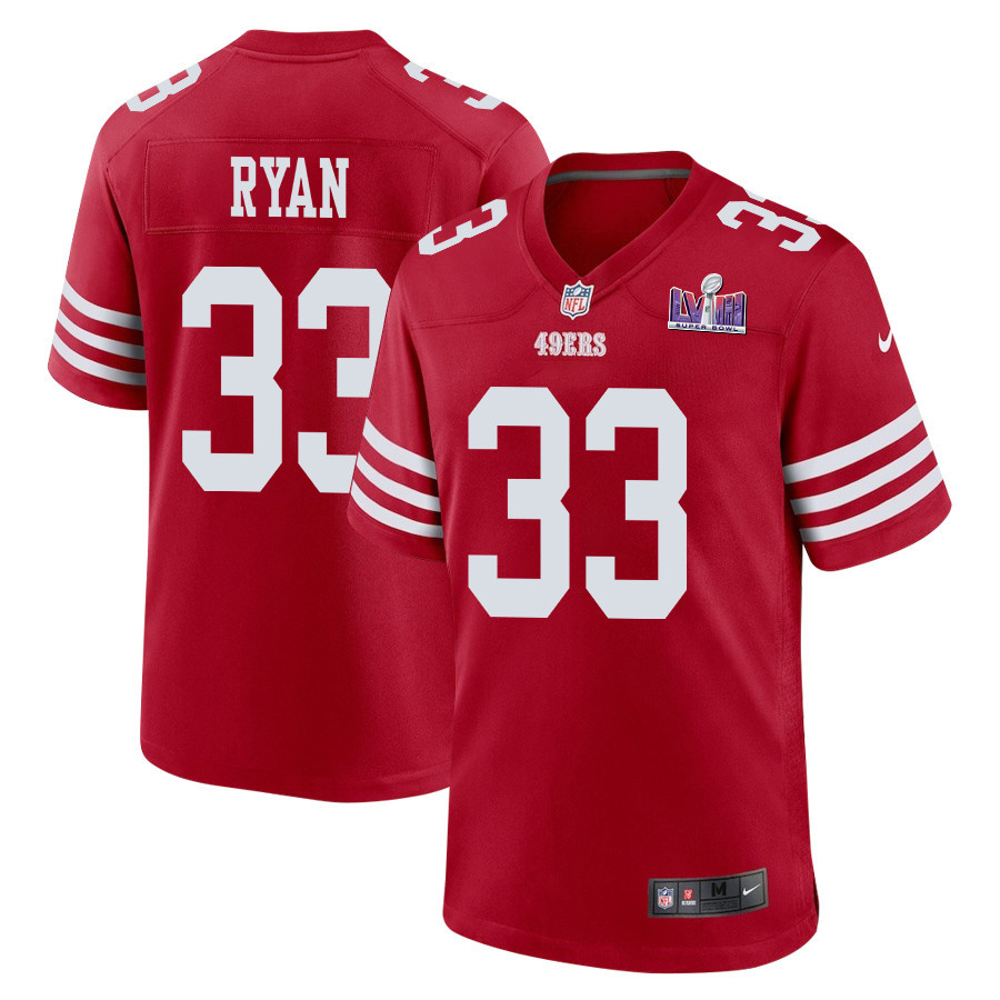 Logan Ryan 33 San Francisco 49ers Super Bowl LVIII Patch Game Scarlet NFL Jersey Men's