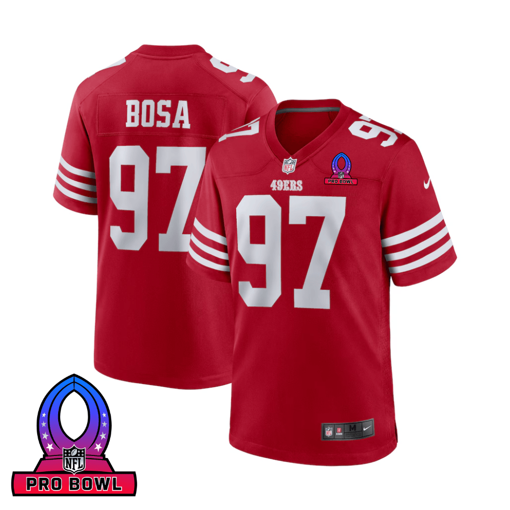 Nick Bosa 97 San Francisco 49ers 2025 Pro Bowl Patch Game Scarlet NFL Jersey Men's