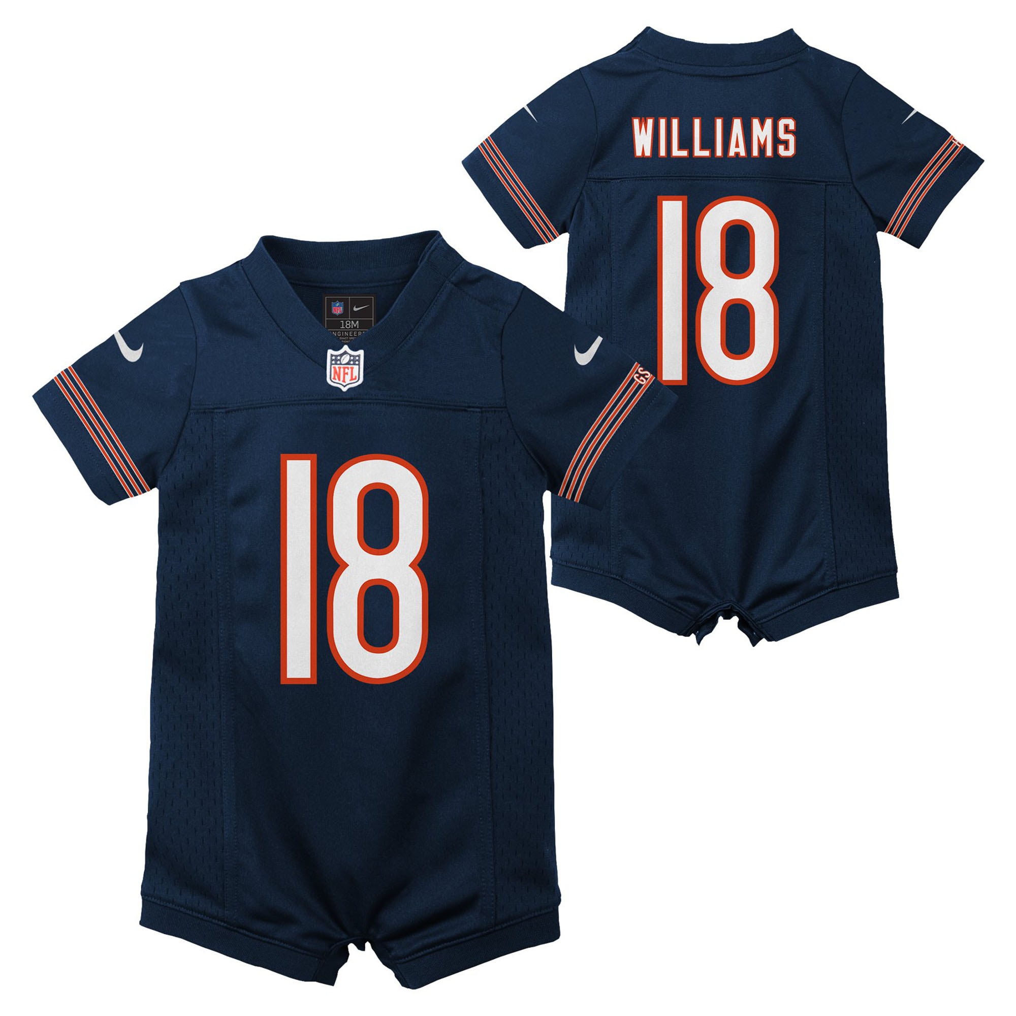 Newborn Infant Chicago Bears Caleb Williams Navy Game Romper NFL Jersey Men's