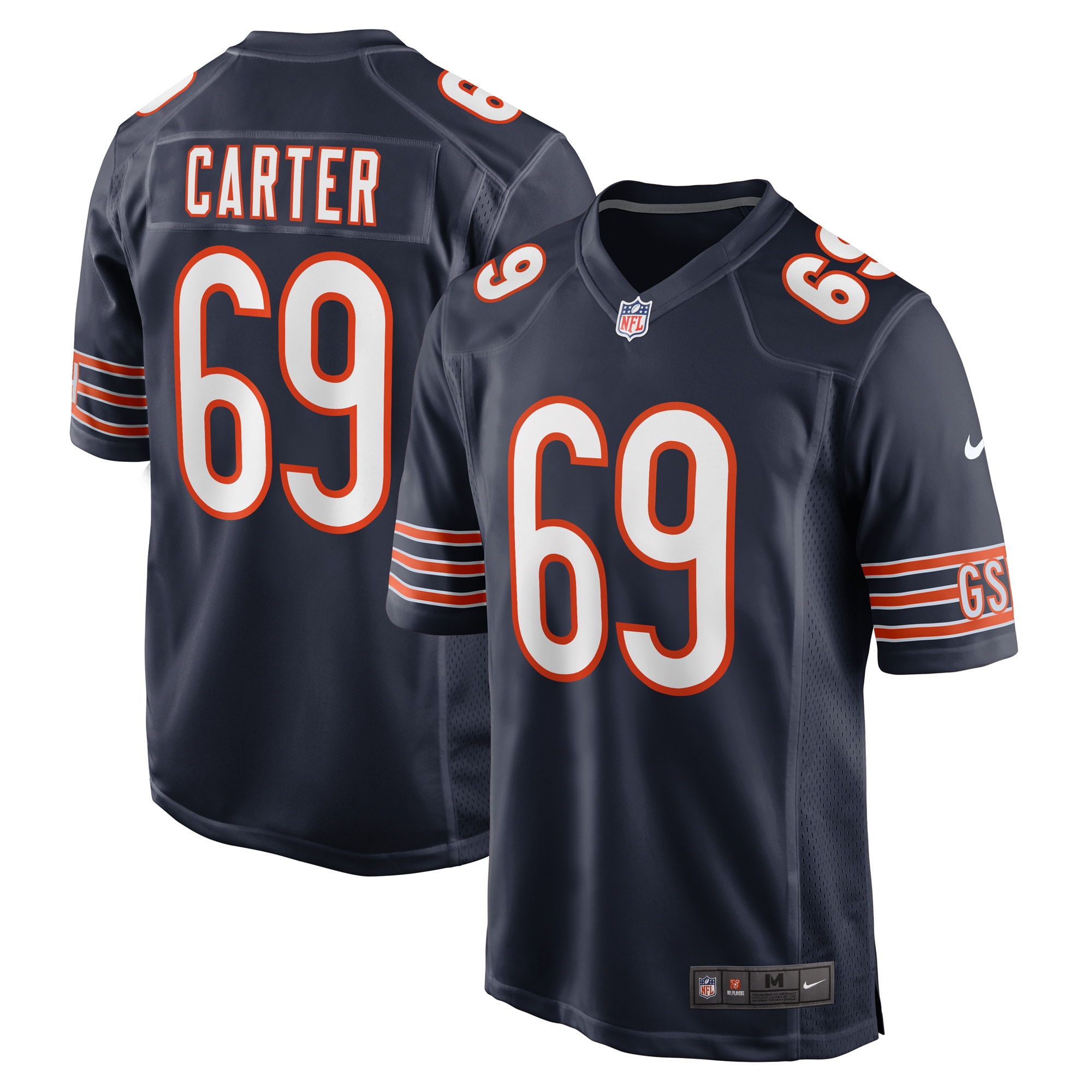 Chicago Bears Ja'Tyre Carter Navy Game Player NFL Jersey Men's