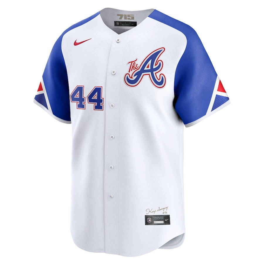 Hank Aaron 44 Atlanta Braves City Connect Retired White MLB Jersey Men's