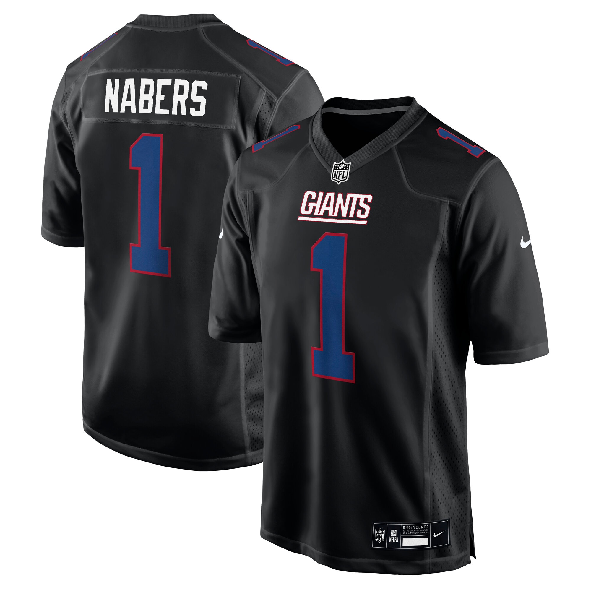 New York Giants Malik Nabers Carbon Black Fashion NFL Jersey Men's