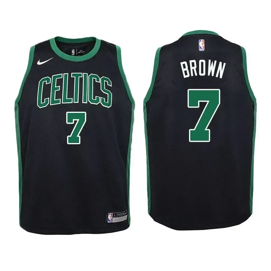 Celtics Jaylen Brown 7 Statet Edition Black NBA Jersey Youth