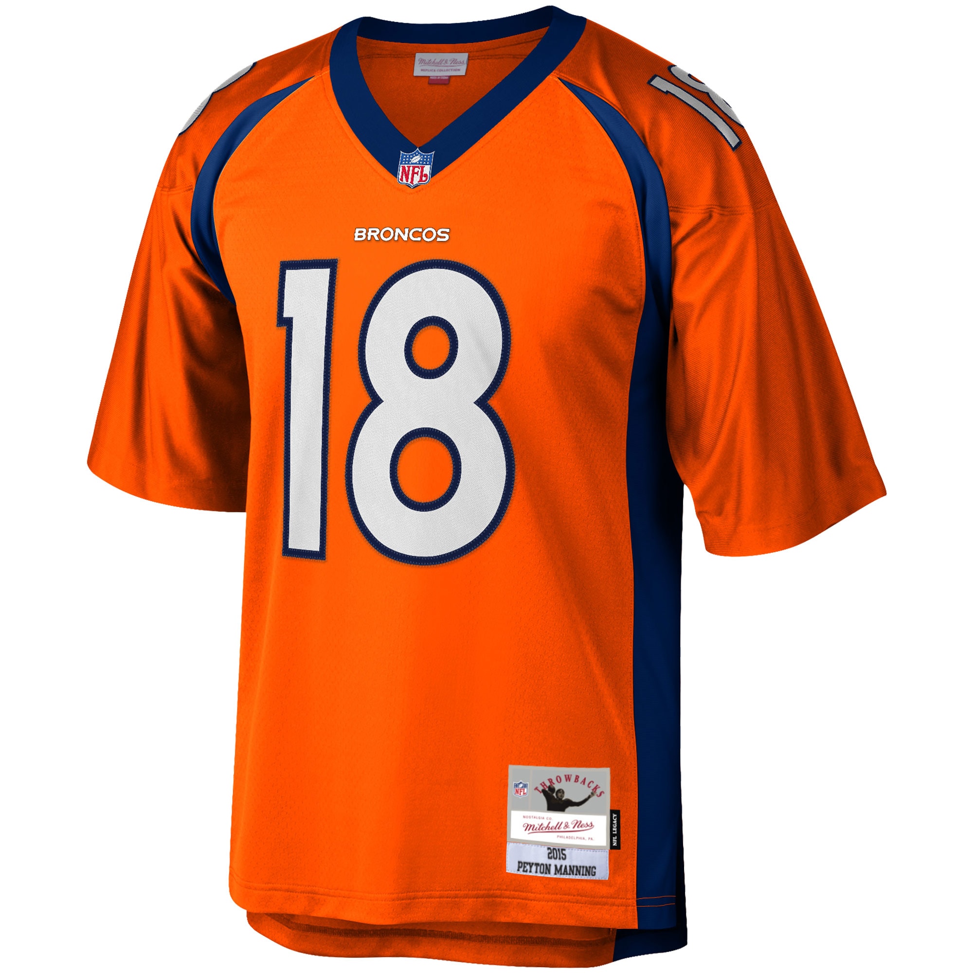 Denver Broncos Peyton Manning Mitchell Ness Orange Big Tall 2015 Retired Player NFL Jersey Men's