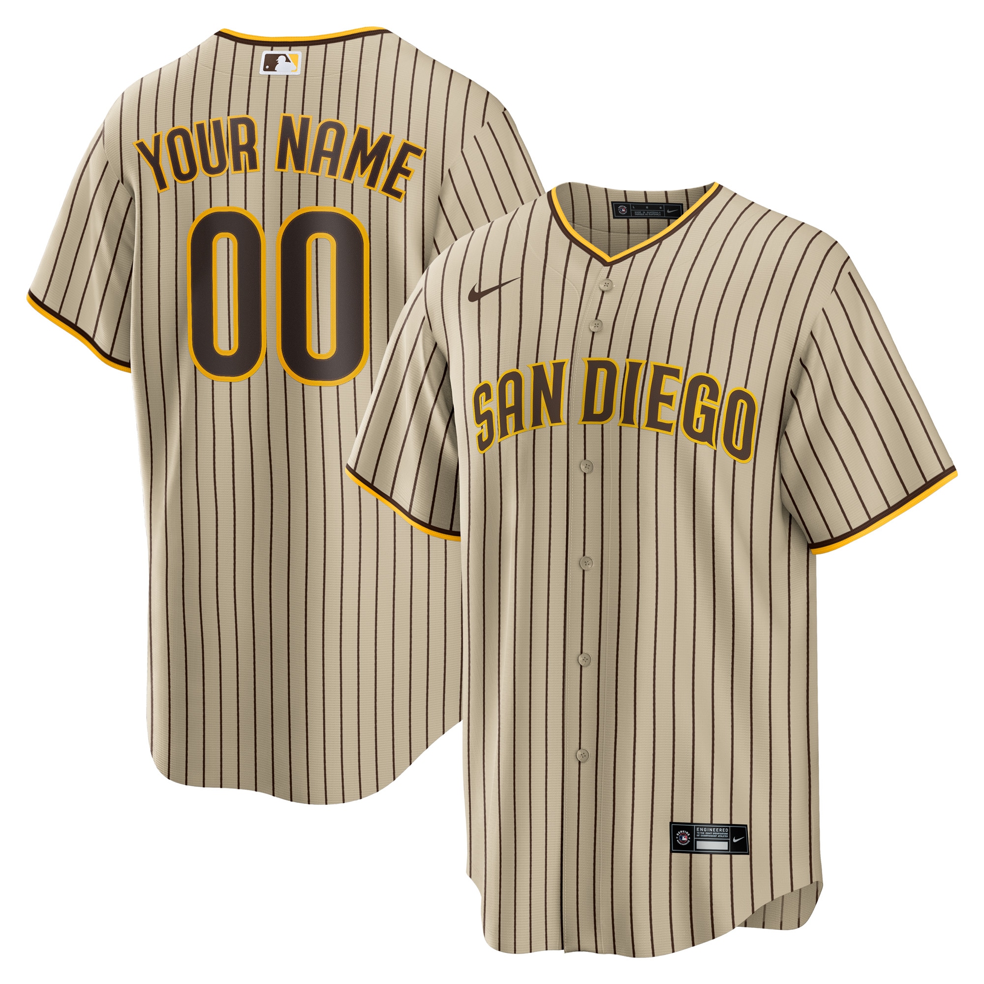 San Diego Padres Brown Road Custom MLB Jersey Men's
