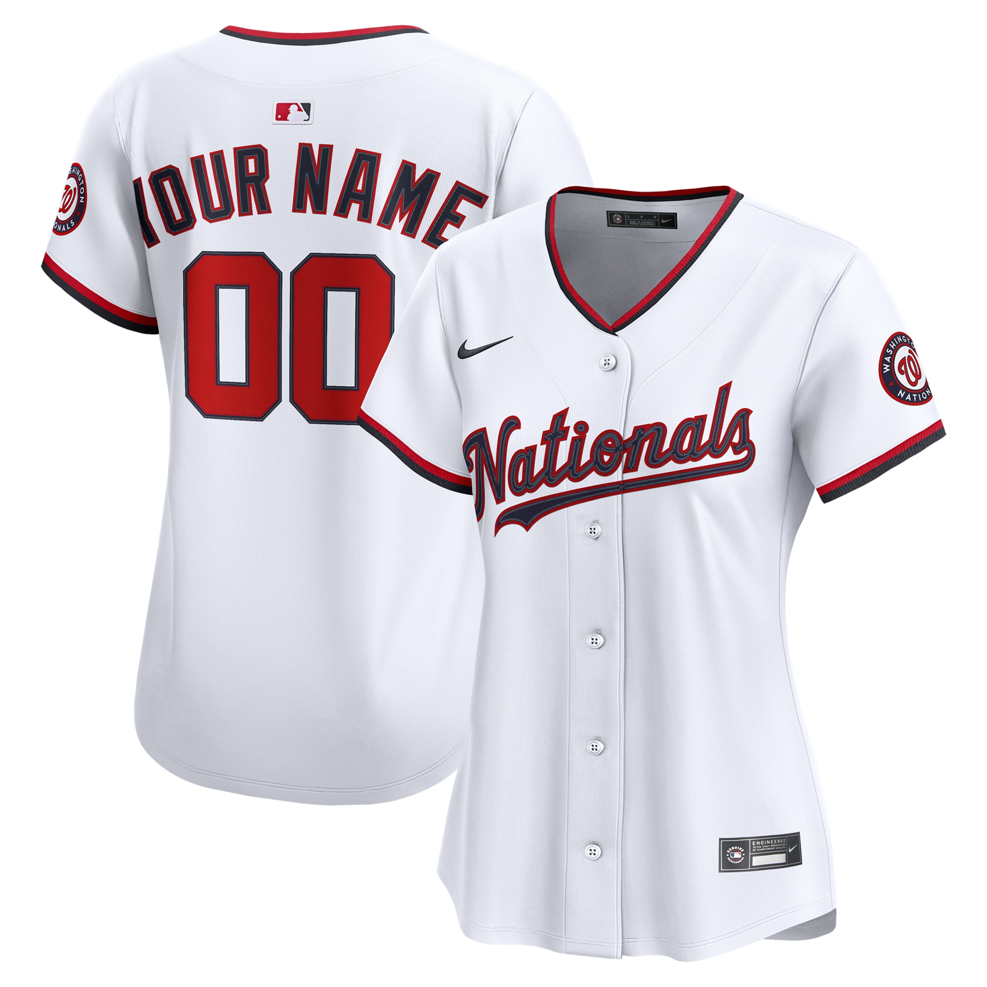 Washington Nationals White Home Limited Custom MLB Jersey Women's