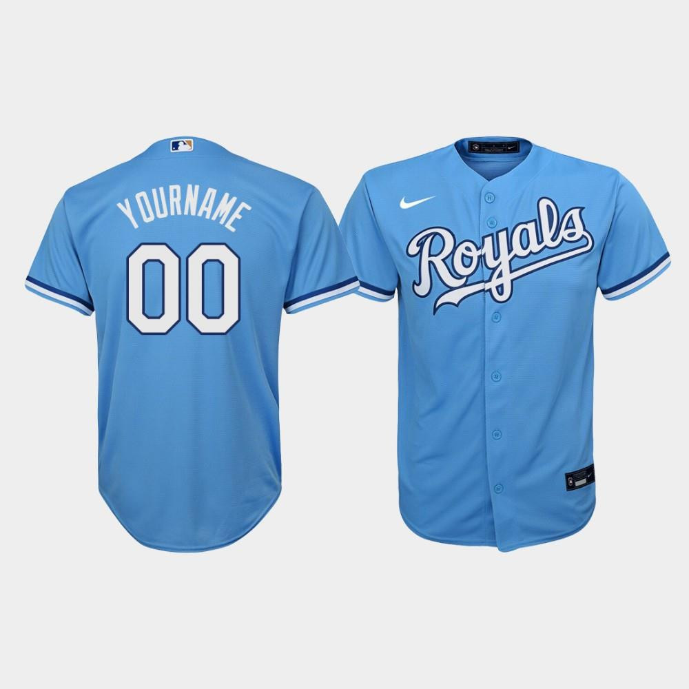 Kansas City Royals Custom 00 Light Blue Alternate MLB Jersey Youth