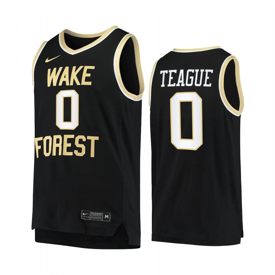 Wake Forest Demon Deacons Jeff Teague 0 College Black Uniform NCAA Jersey Men's