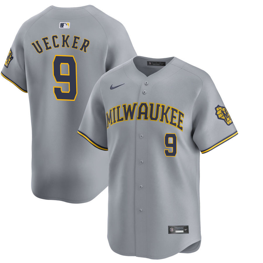 Bob Uecker #9 Milwaukee Brewers Away Grey MLB Jersey Men's