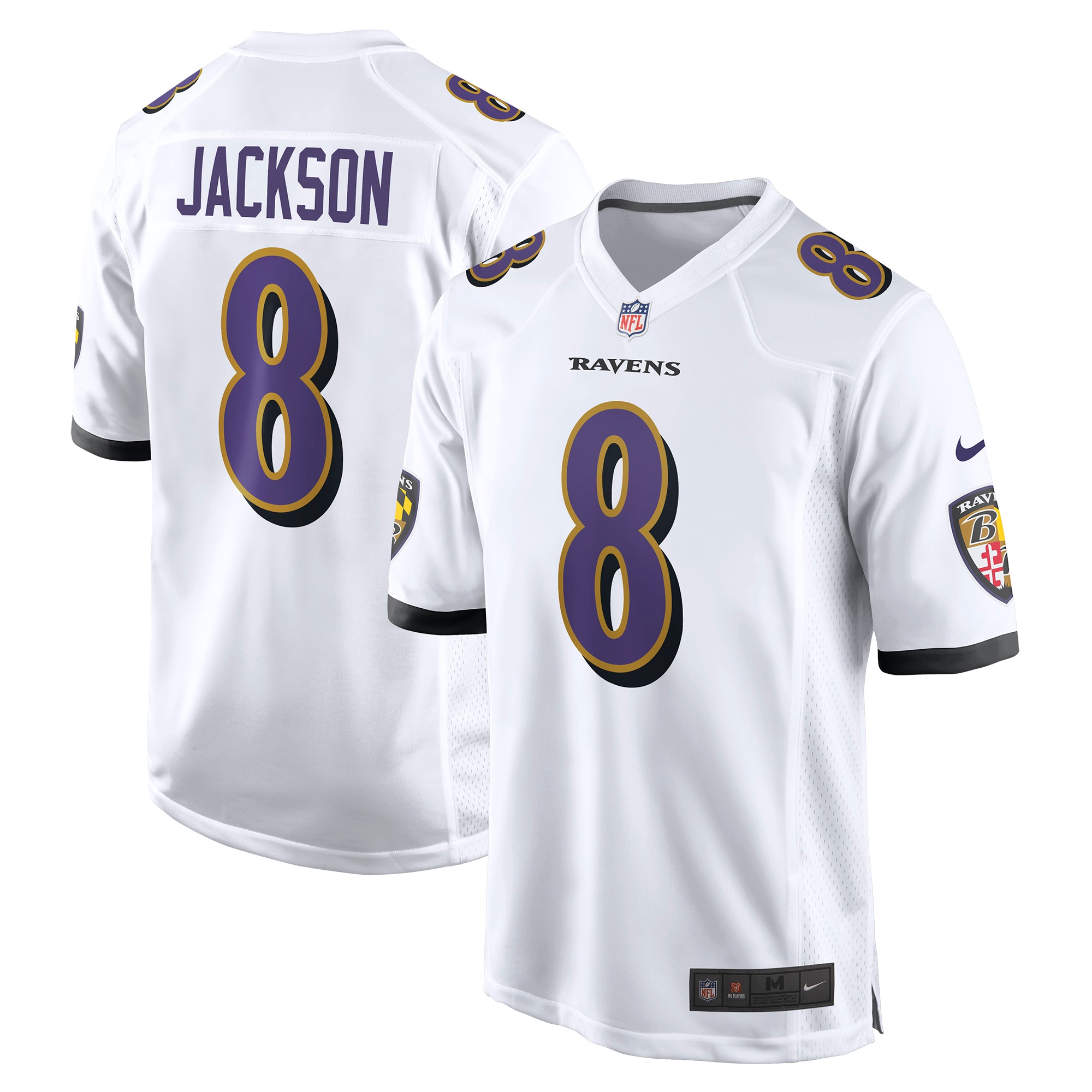 Baltimore Ravens Lamar Jackson White Game NFL Jersey Men's