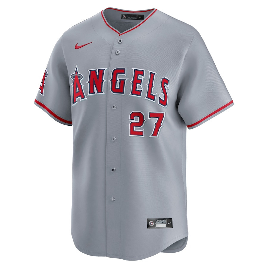 Mike Trout 27 Los Angeles Angels Away Limited Player Gray MLB Jersey Men's