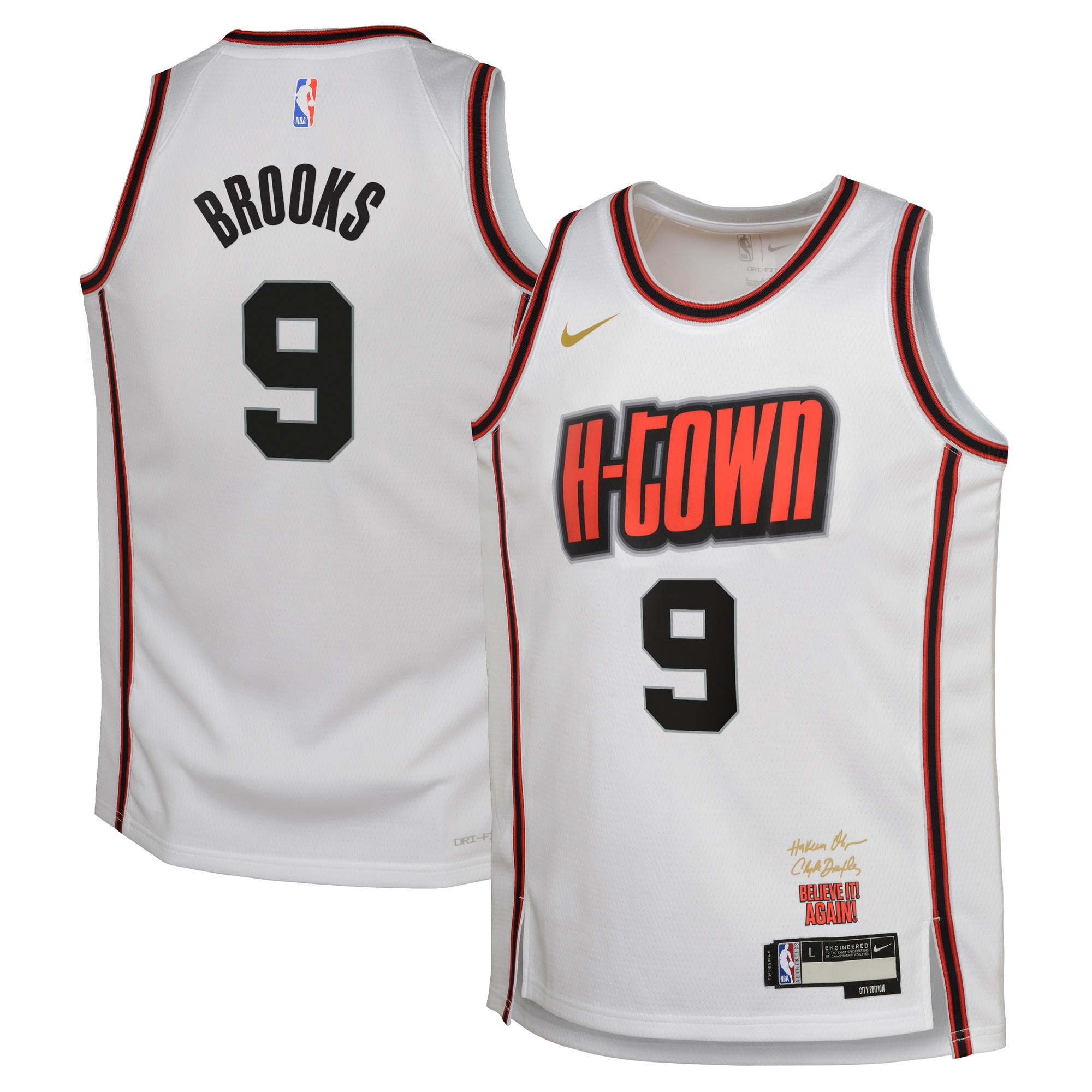 Camiseta City Edition Swingman de los Houston Rockets 2024 Blanca Dillon Brooks Juvenil NBA Jersey Men's