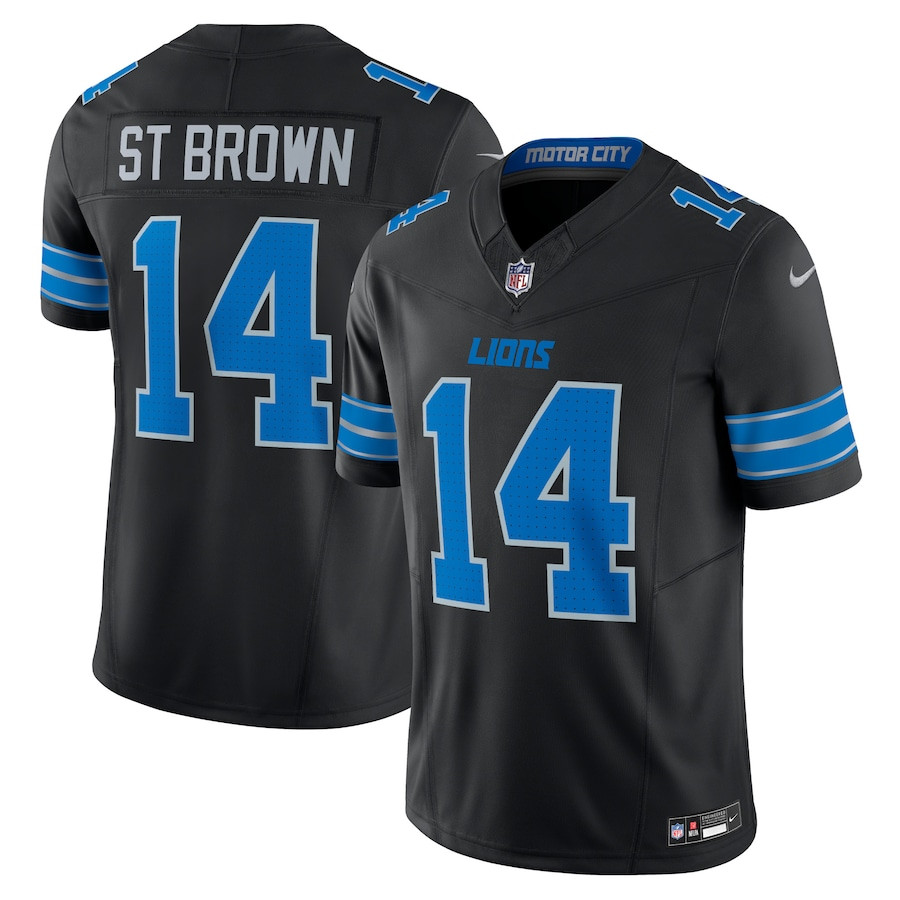 Amon-Ra St. Brown 14 Detroit Lions 2nd Alternate Vapor F.U.S.E. Limited Black NFL Jersey Men's