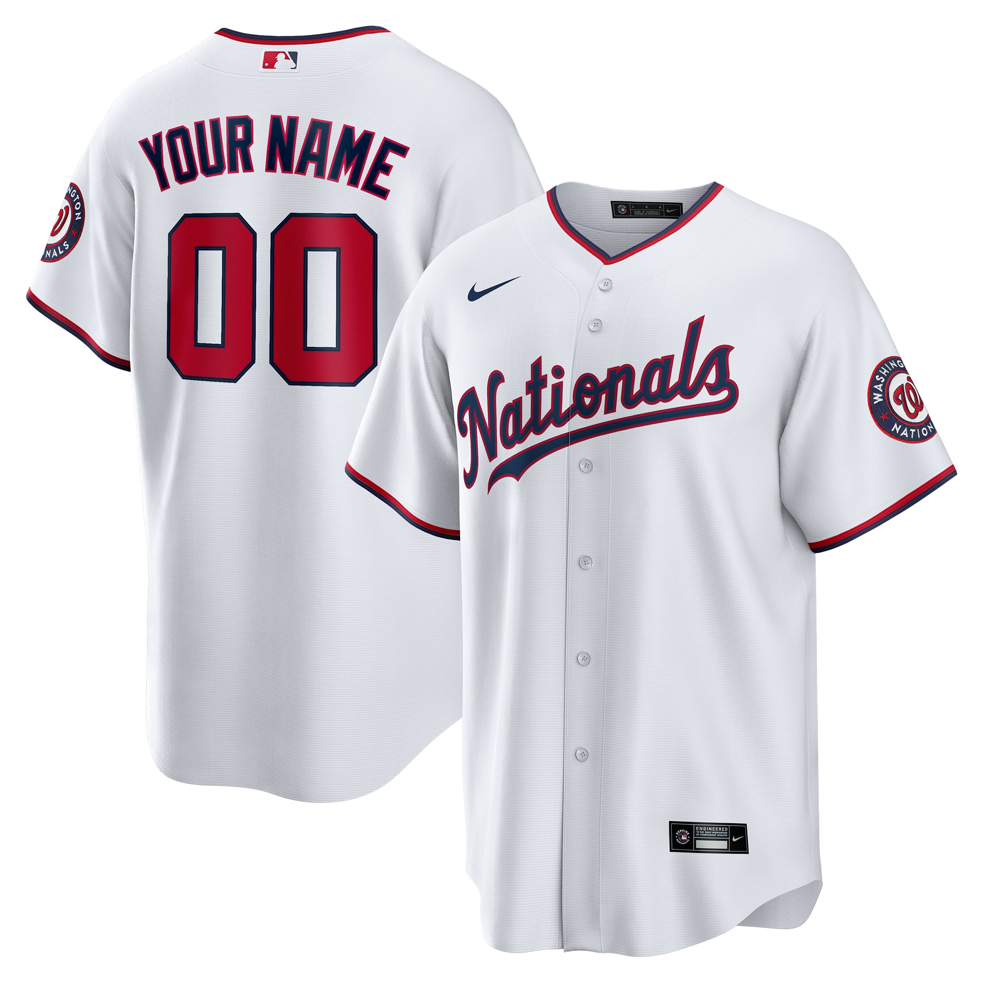 Washington Nationals White Custom MLB Jersey Men's