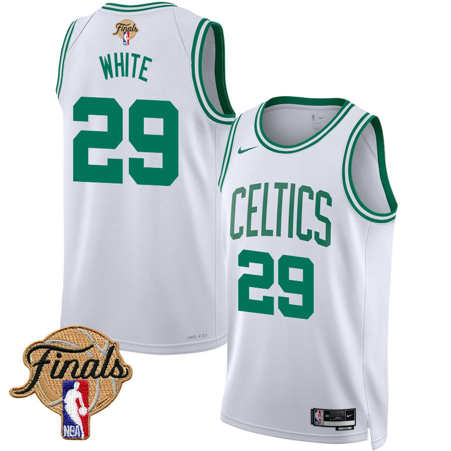 Derric White 29 Boston Celtics 2024 FINALS PATCH Swingman Association Editio White NBA Jersey Men's