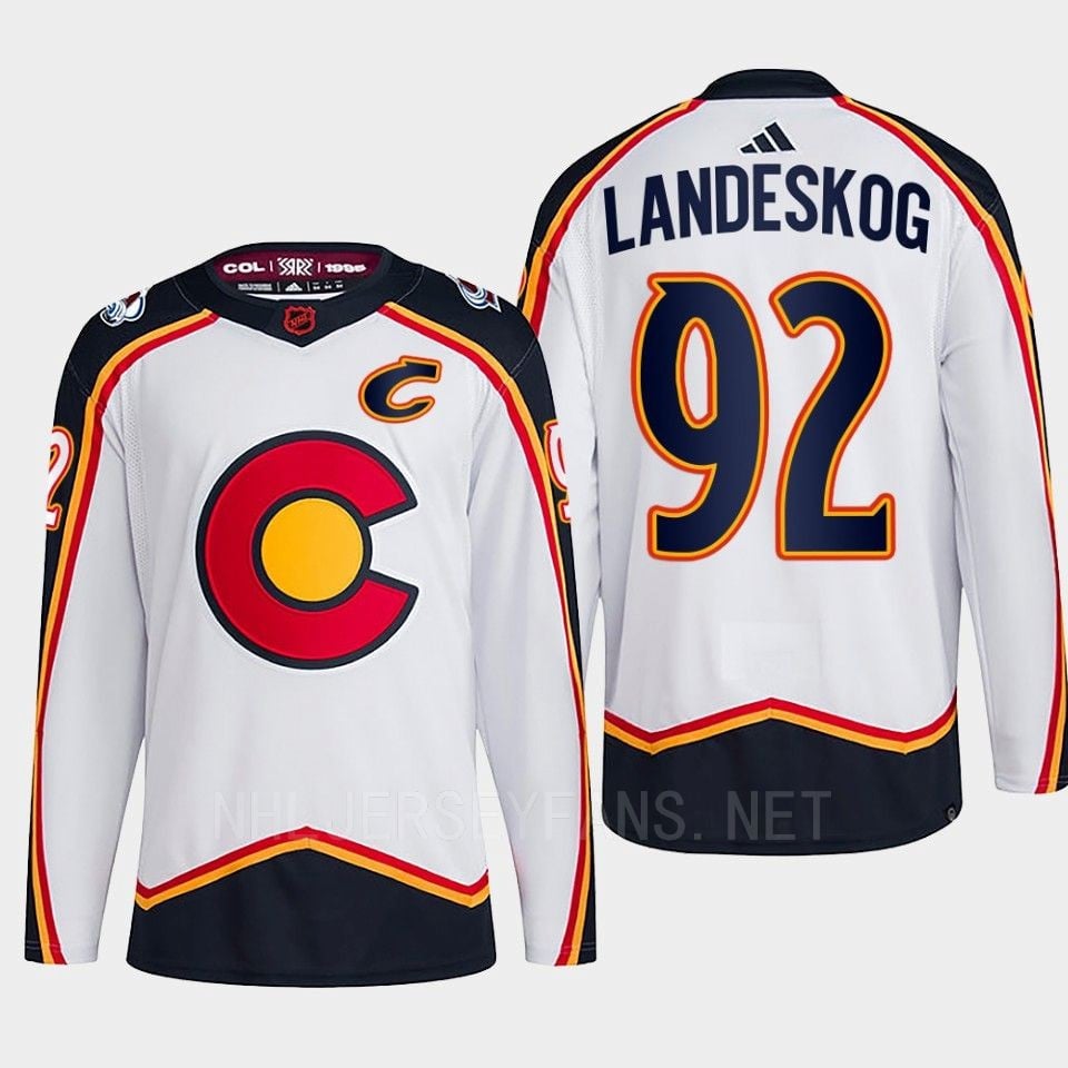 Gabriel Landeskog 92 Reverse Retro 2.0 2022 Colorado Avalanche White Primegreen NHL Jersey Men's
