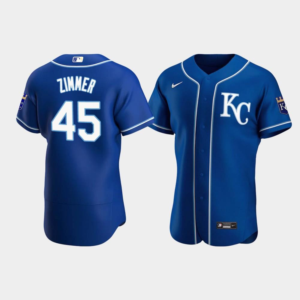 Kyle Zimmer 45 Kansas City Royals Royal Alternate MLB Jersey Men's
