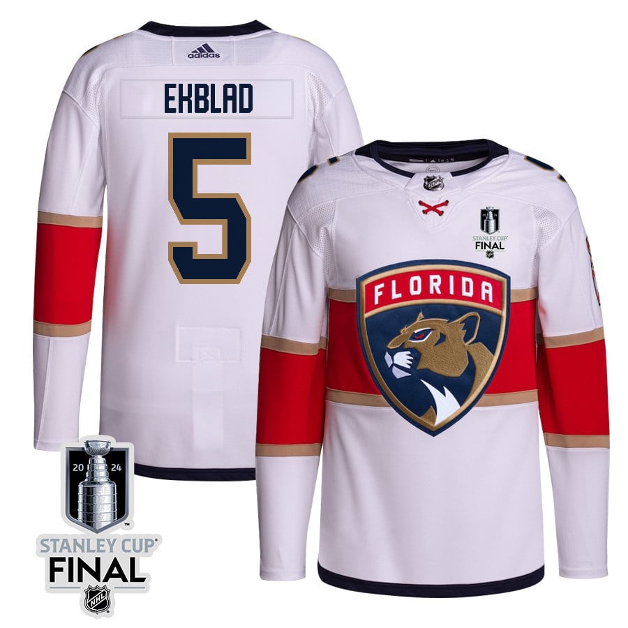 Aaron Ekblad 5 Florida Panthers 2024 STANLEY CUP Final Away Breakaway White NHL Jersey Men's