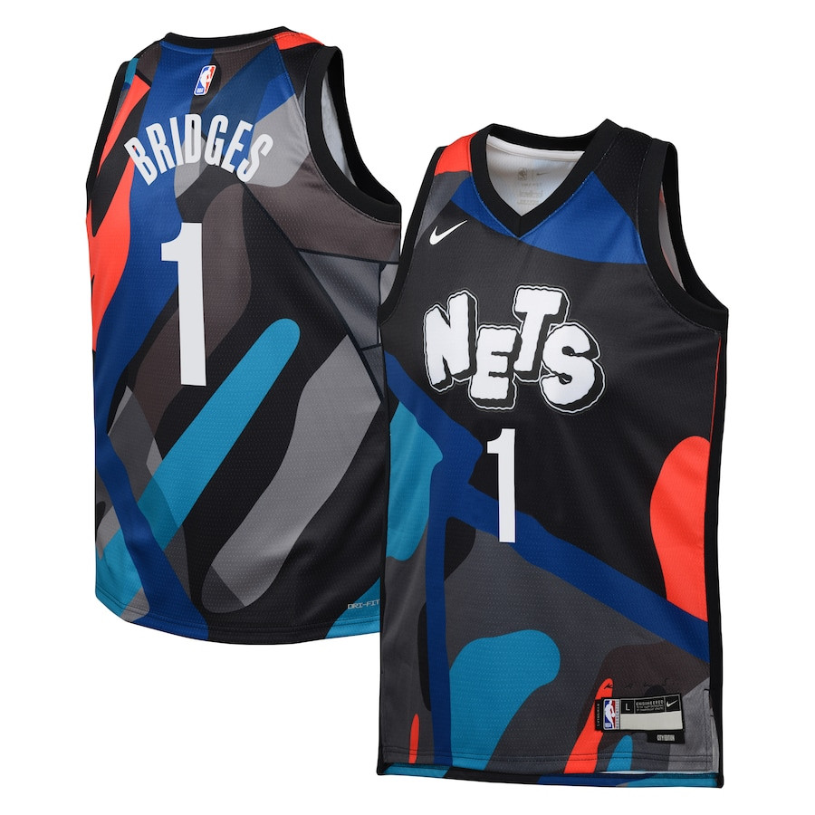 Mikal Bridges 1 Brooklyn Nets 2023/24 City Edition Swingma Black NBA Jersey Youth