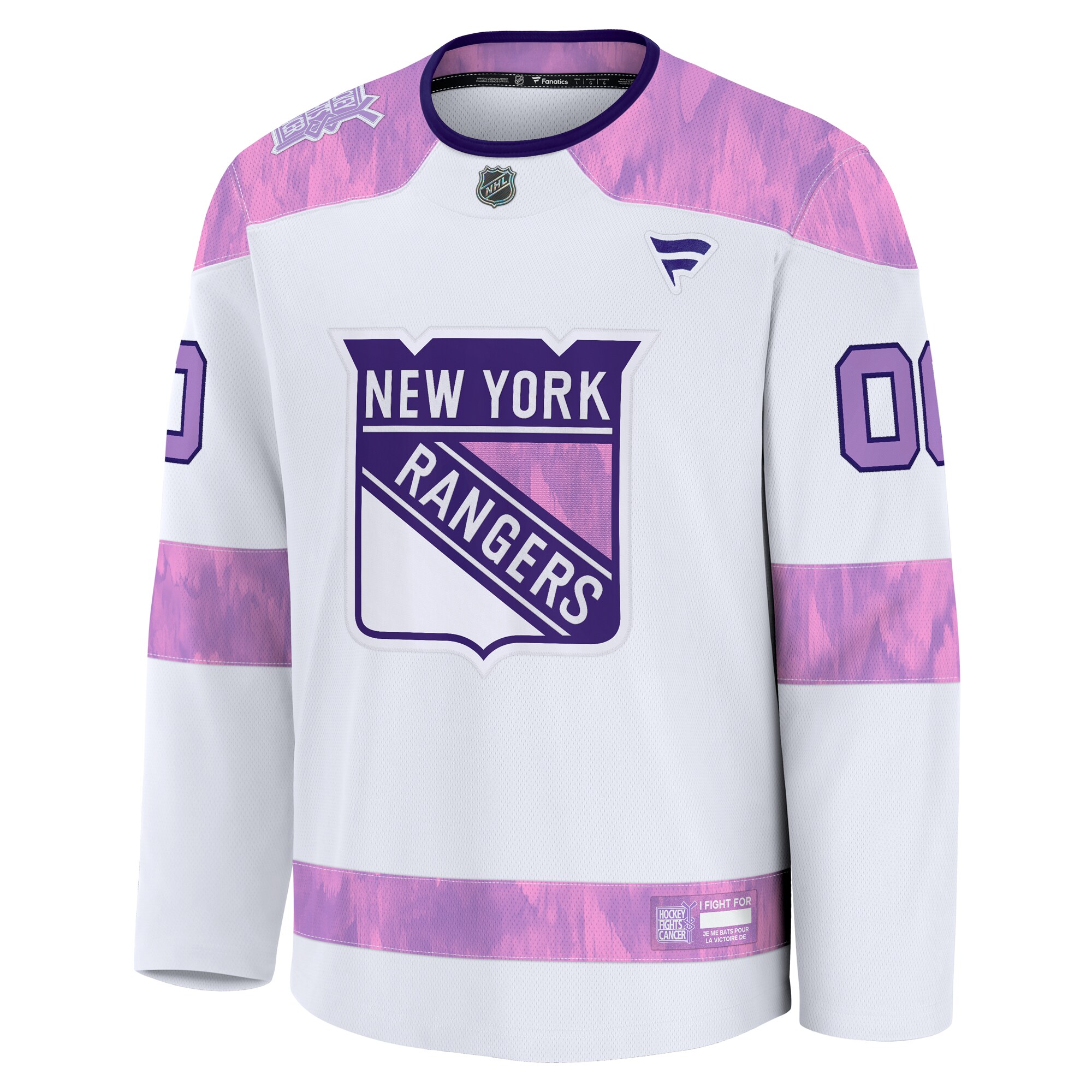New York Rangers White 2024 Fights Cancer Custom Practice NHL Jersey Men's