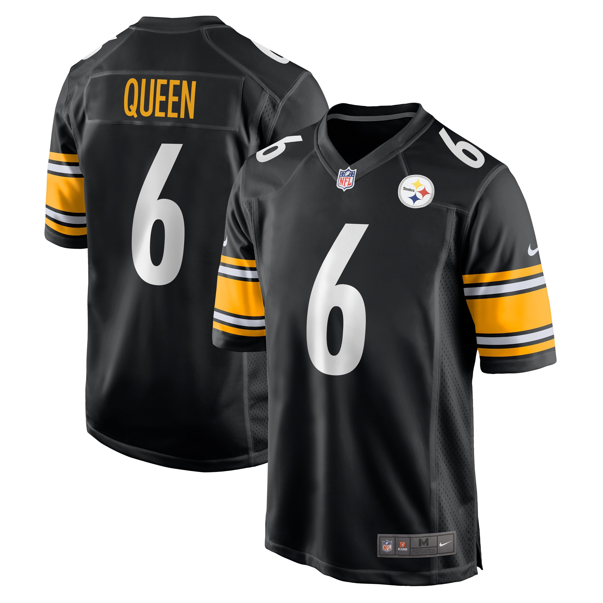 Pittsburgh Steelers Patrick Queen Black Game NFL Jersey Men's