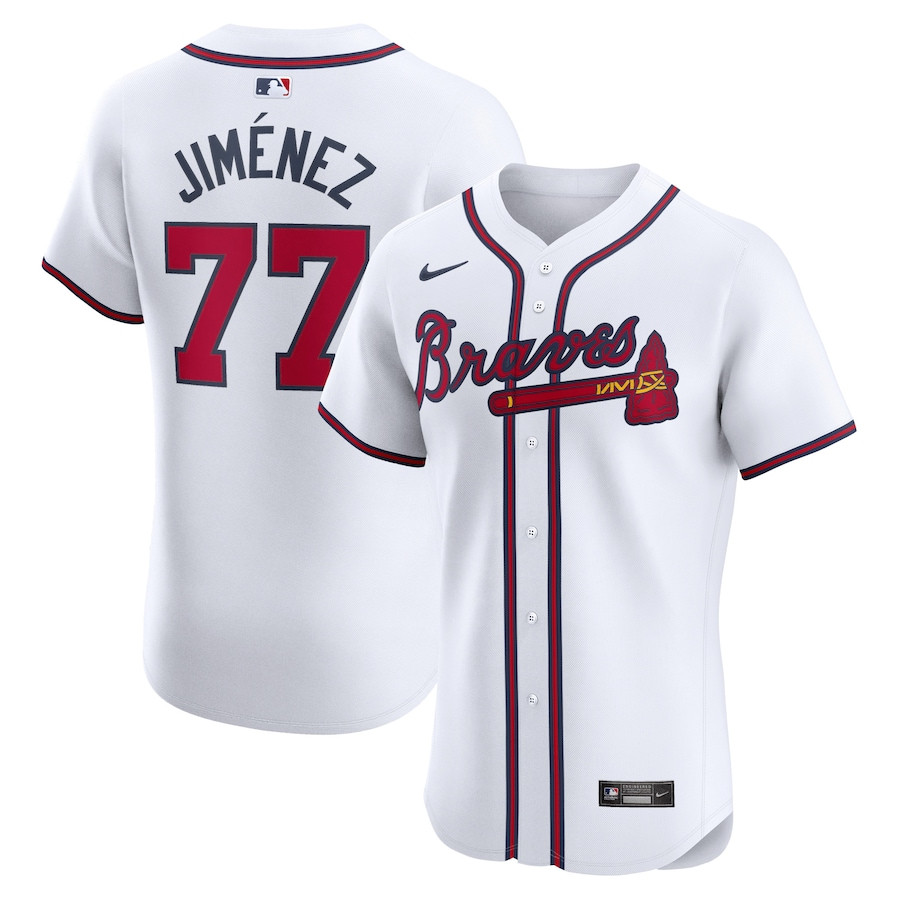 Joe Jimenez 77 Atlanta Braves Home Elite Player White MLB Jersey Men's