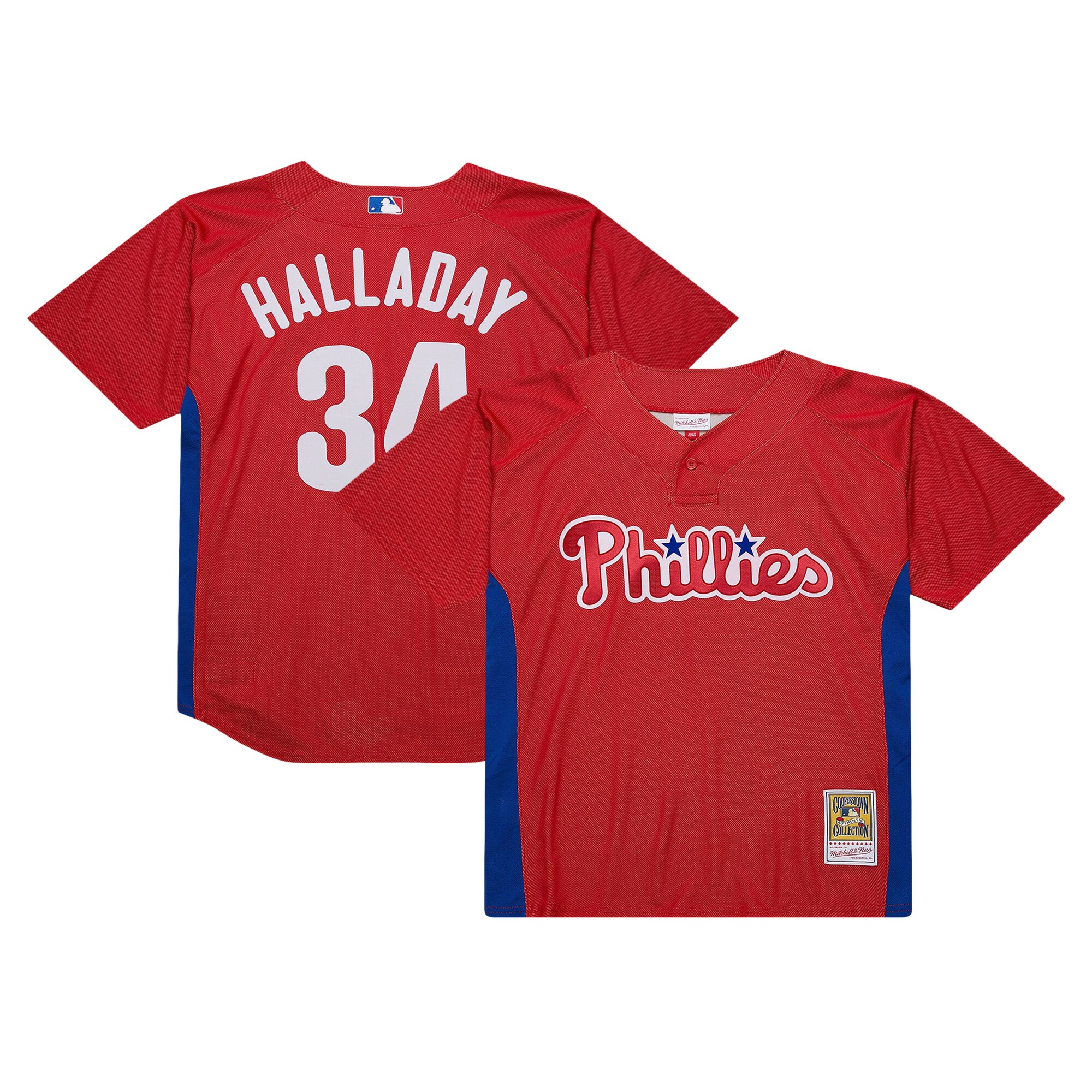 Philadelphia Phillies Roy Halladay Mitchell Ness Red Cooperstown Collection 2010 Batting Practice MLB Jersey Men's