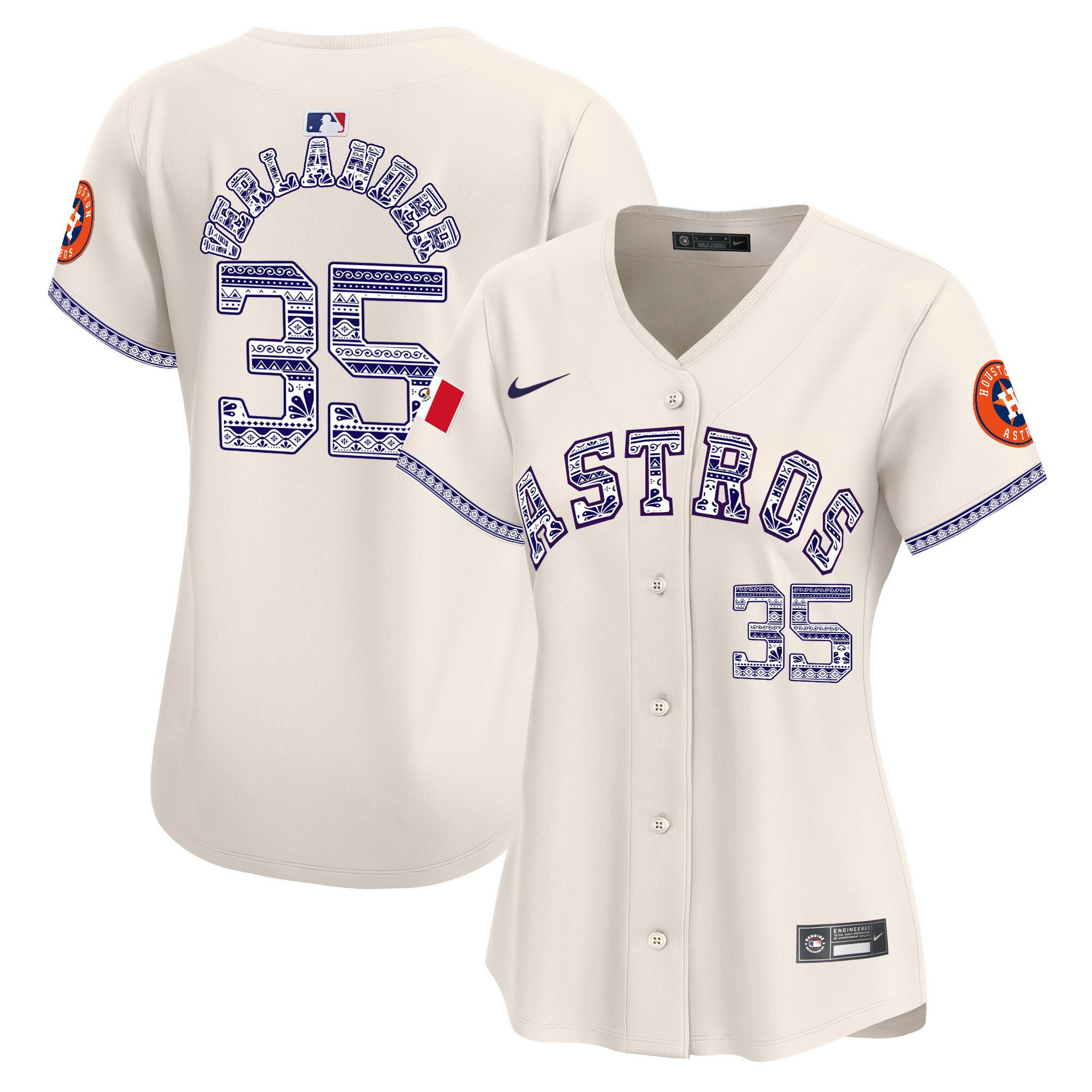 Justin Verlander 35 Houston Astros Mexico Cream MLB Jersey Women's