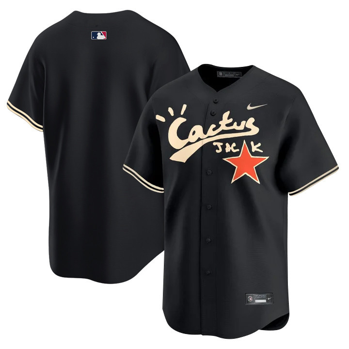 Houston Astros Cactus Jack Black V2 Men MLB Jersey Men's