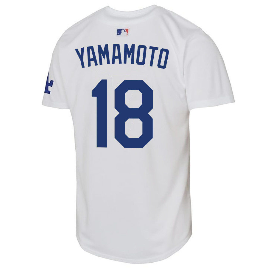Yoshinobu Yamamoto 18 Los Angeles Dodgers Home White MLB Jersey Youth