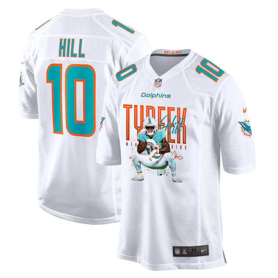 Tyreek Hill 10 Miami Dolphins Cheetah Celebration Game White NFL Jersey Men's