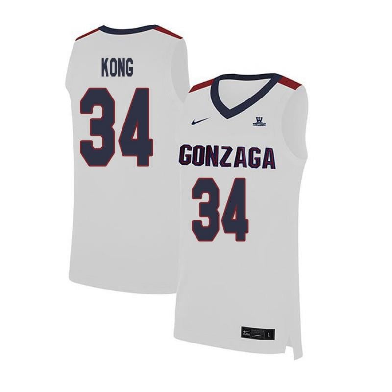 34 Bol Kon White Elite Gonzaga Bulldogs NCAA Jersey Men's