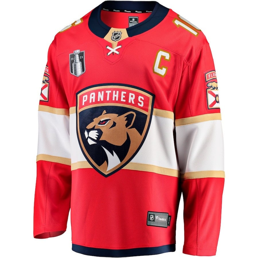 Aleksander Barkov 16 Florida Panthers 2023 Stanley Cup Final Home Breakaway Player Red NHL Jersey Men's