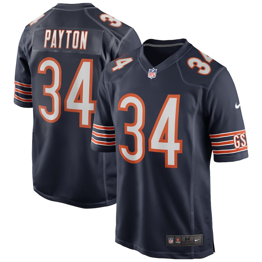 Walter Payton 34 Chicago Bears Game Retired Navy NFL Jersey Men's
