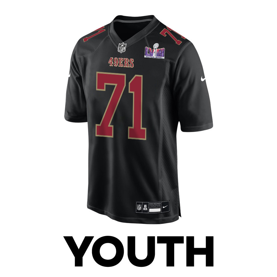 Trent Williams 71 San Francisco 49ers Super Bowl LVIII Patch Fashion Game Carbon Black NFL Jersey Youth
