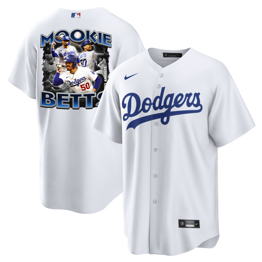 Mookie Betts 50 Los Angeles Dodgers Posture 2023 Home Player White MLB Jersey Men's