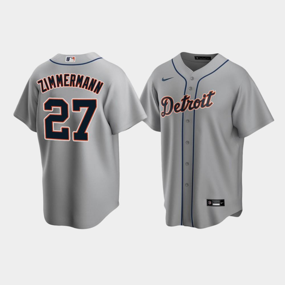 Detroit Tigers 27 Jordan Zimmermann Gray Road MLB Jersey Men's